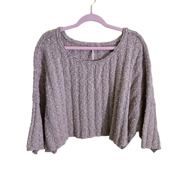 Free People Good Day Mauve Pullover Ribbed Oversized Sweater Size S - Picture 2 of 9
